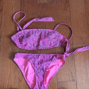 Vibrant Pink Snake Print Bikini